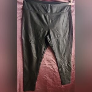 Nordstrom Women's Black Faux Leather Leggings - Size XL - High-Waist Pull-On"